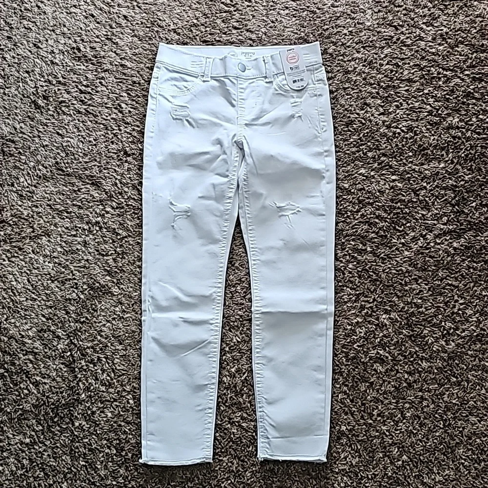 Girls youth NWTS Wonder Nation white distressed Jeggings sz med 7/8